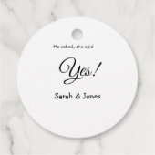 Hij vroeg ze zei ja bruiloft eenvoudig minimaal bedankjes labels (Achterkant)