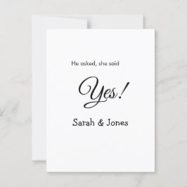 Hij vroeg ze zei ja bruiloft eenvoudig minimaal briefkaart