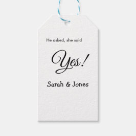 Hij vroeg ze zei ja bruiloft eenvoudig minimaal cadeaulabel