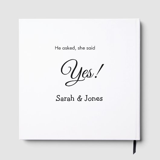 Hij vroeg ze zei ja engagement eenvoudig minimaal gastenboek (Achterkant)