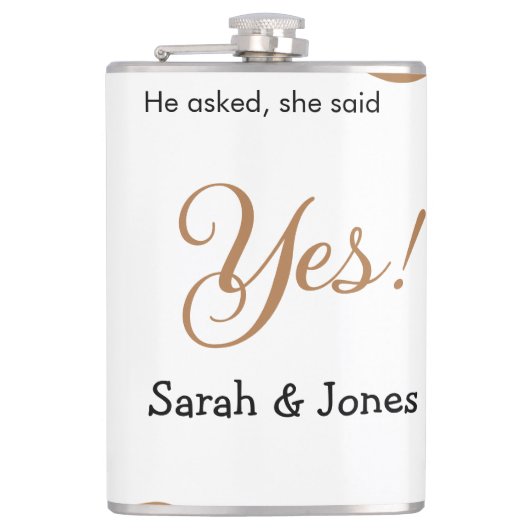 Hij vroeg ze zei ja engagement eenvoudig minimaal heupfles (Voorkant)