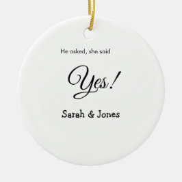Hij vroeg ze zei ja engagement eenvoudig minimaal  keramisch ornament