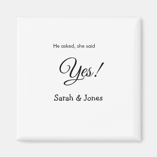 Hij vroeg ze zei ja engagement eenvoudig minimaal magneet (Voorkant)