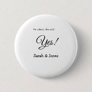 Hij vroeg ze zei ja engagement eenvoudig minimaal  ronde button 5,7 cm