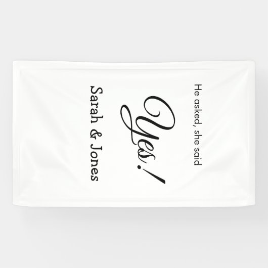 Hij vroeg ze zei ja engagement eenvoudig minimaal  spandoek (Horizontaal)