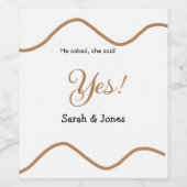 Hij vroeg ze zei ja engagement eenvoudig minimaal wijn etiket (Enkel label)