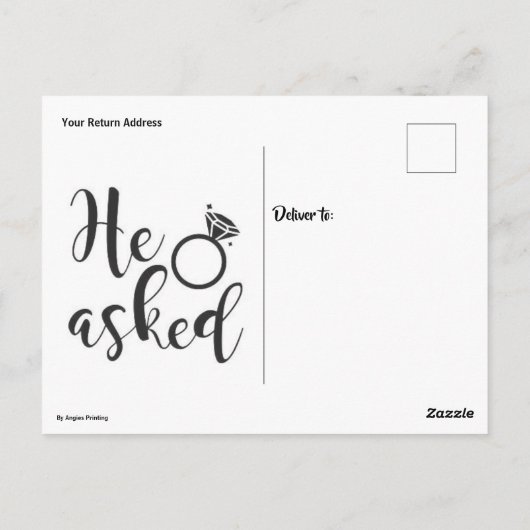 Hij vroeg, ze zei ja Gouden Glinstering en Roze Di Briefkaart (Achterkant)