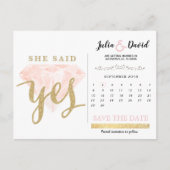 Hij vroeg, ze zei ja Gouden Glinstering en Roze Di Briefkaart (Voorkant)