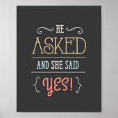Hij vroeg... ze zei JA Poster-Sign. Poster (Voorkant)