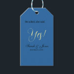 Hij vroeg ze zei ja verlovingsfeest eenvoudig blau cadeaulabel<br><div class="desc">ontwerp</div>