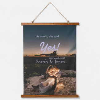 Hij vroeg ze zei ja verlovingsfeest eenvoudige fot hangend wandkleed