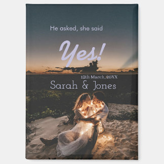 Hij vroeg ze zei ja verlovingsfeest eenvoudige fot magneet