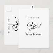 Hij vroeg zij zei ja bruiloft eenvoudig minimaal briefkaart (Voorkant / Achterkant)