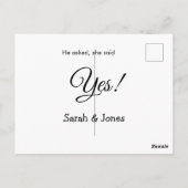 Hij vroeg zij zei ja bruiloft eenvoudig minimaal briefkaart (Achterkant)