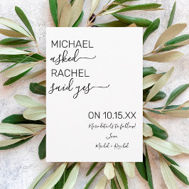 Hij Vroeg Zij Zei Ja Eenvoudige Foto Betrokkenheid Aankondiging