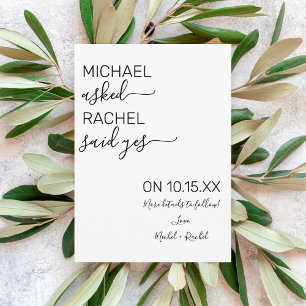 Hij Vroeg Zij Zei Ja Eenvoudige Foto Betrokkenheid Aankondiging