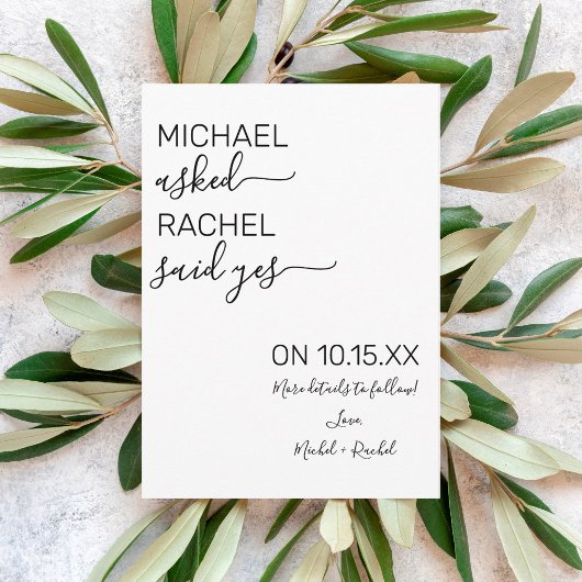 Hij Vroeg Zij Zei Ja Eenvoudige Foto Betrokkenheid Aankondiging