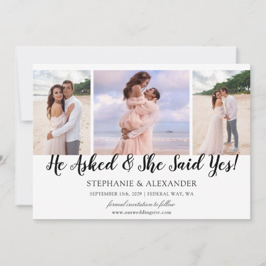 Hij Vroeg Zij Zei Ja Foto Verlovingsaankondiging Kaart (Voorkant)