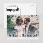Hij Vroeg Zij Zei Ja Verloofd Foto Uitnodiging (Voorkant / Achterkant)