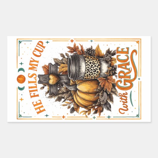 Hij vult mijn beker... rechthoekige sticker (Voorkant)