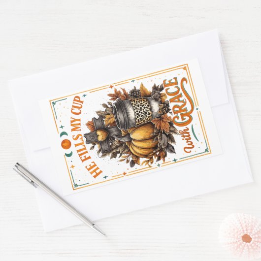 Hij vult mijn beker... rechthoekige sticker (Envelop)