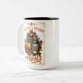 Hij vult mijn beker... tweekleurige koffiemok (Voorkant links)