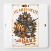 Hij vult mijn beker... vierkante klok (Voorkant)