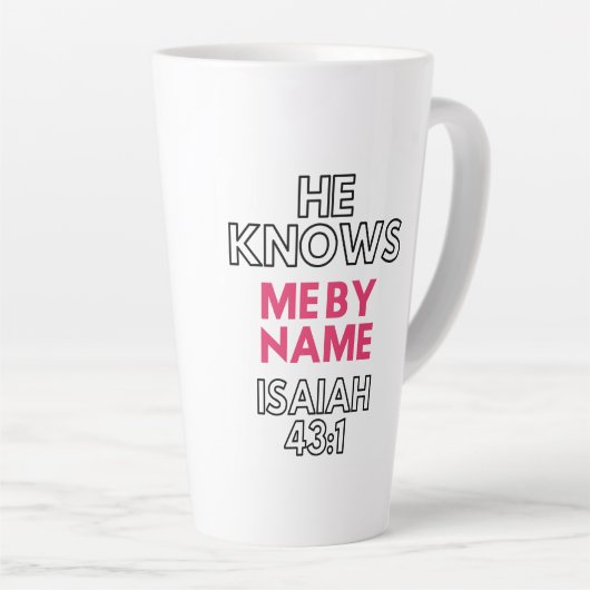 HIJ WEET ME NAAM ISAIAH 43:1 LATTE MOK (Rechterhoek)