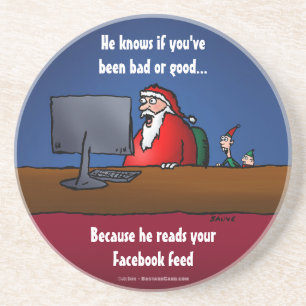 Hij Weet of Je Naar Geweest Bent Grappige Kerstman Zandsteen Onderzetter