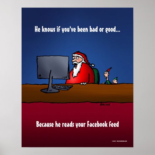 Hij weet of je slecht grappig kerstman Poster bent (Voorkant)