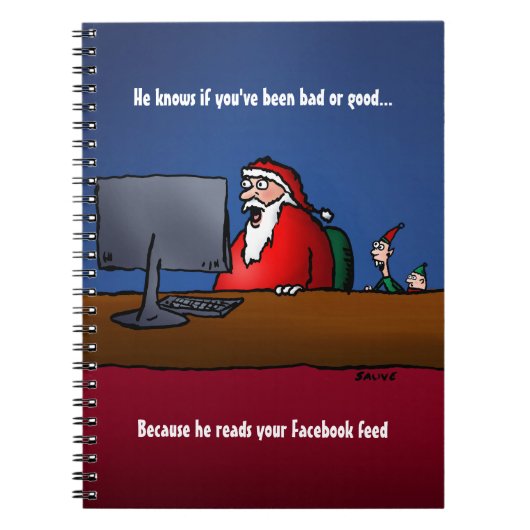 Hij weet of je slechte grappige kerstman bent gewe notitieboek (Voorkant)