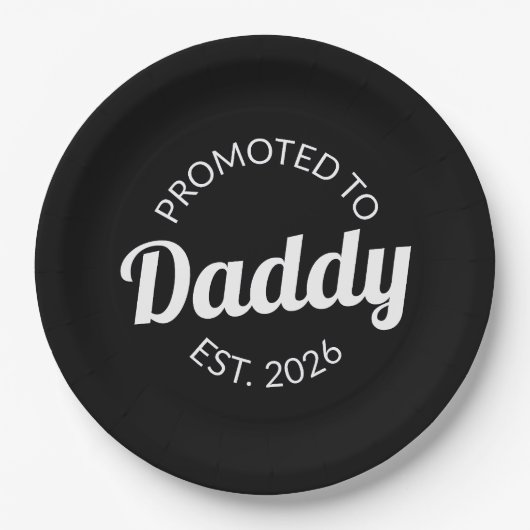 Hij werd gepromoveerd tot Daddy Est. 2026 I Papieren Bordje (Voorkant)