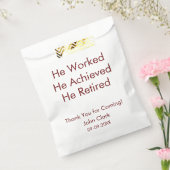 Hij werkte en bereikte zijn pensionering op maat bedankzakje (Gezegeld)