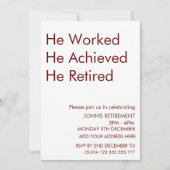 Hij werkte en bereikte zijn pensionering op maat kaart (Voorkant)