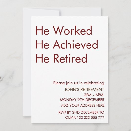 Hij werkte en bereikte zijn pensionering op maat kaart (Voorkant)