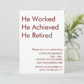 Hij werkte en bereikte zijn pensionering op maat kaart (Staand voorkant)