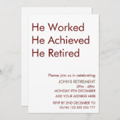 Hij werkte en bereikte zijn pensionering op maat kaart (Voorkant / Achterkant)