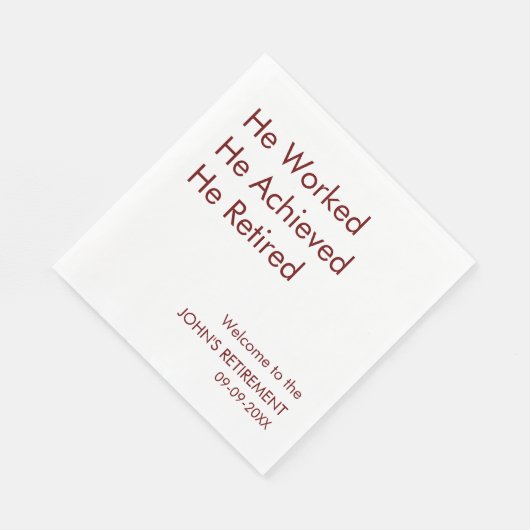 Hij werkte en bereikte zijn pensionering op maat servet (Hoek)