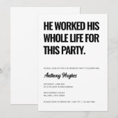 Hij werkte zijn hele leven voor dit feestje kaart (Voorkant / Achterkant)