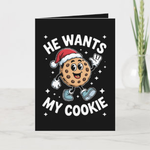 Hij Wil Mijn Koekje Kerst Santa Hoed Dessert Kaart