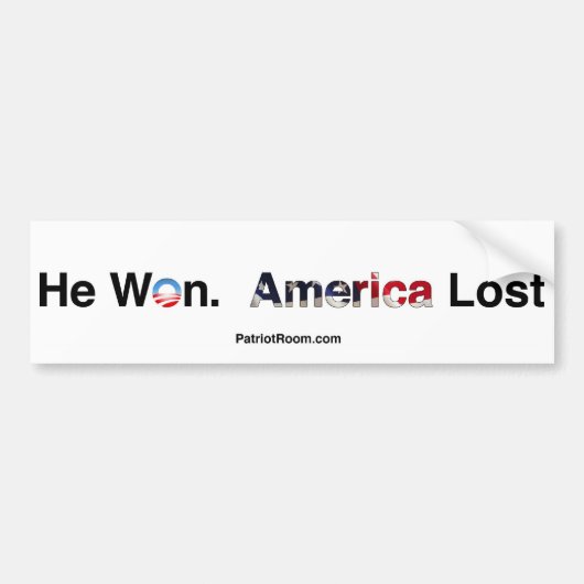 Hij wint. Amerika Verloren Bumpersticker (Voorkant)