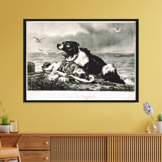 Hij wordt gered door en redt Dog Canvas Afdruk (Insitu (Woonkamer))