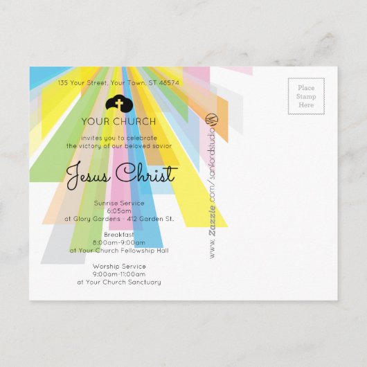 Hij wordt uitnodigen voor paasdiensten uitnodiging briefkaart (Achterkant)