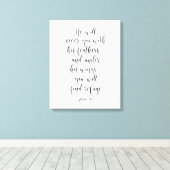 Hij zal je Hoesjes met zijn vaders, psalm 91:4 Canvas Afdruk (Insitu (Houten vloer))