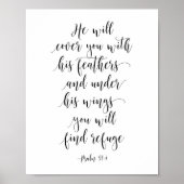 Hij zal je Hoesjes met zijn vaders, psalm 91:4 Poster (Voorkant)