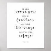 Hij zal je Hoesjes met zijn vaders, psalm 91:4 Poster (Voorkant)