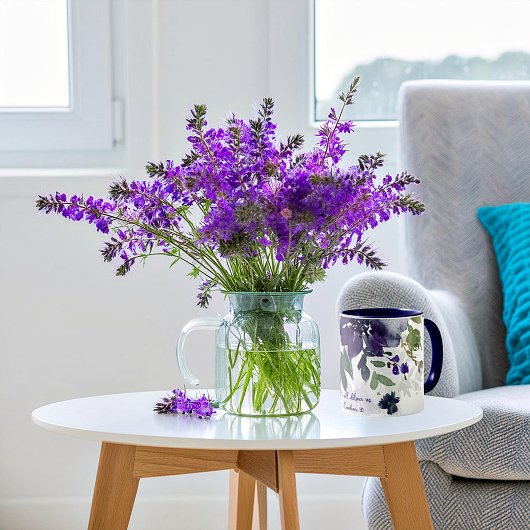 Hij zal ons, paarse waterverf florale mok