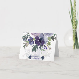 Hij zal ons verlossen, paarse aquarel bloem noot kaart