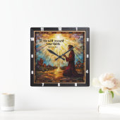 Hij zal uw geloof belonen. Hebreeën 11 Vierkante Klok (Huis)