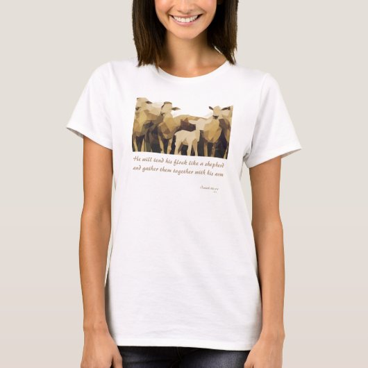 Hij zal Zijn kudde weiden Jesaja 40:11 T-shirt (Voorkant)